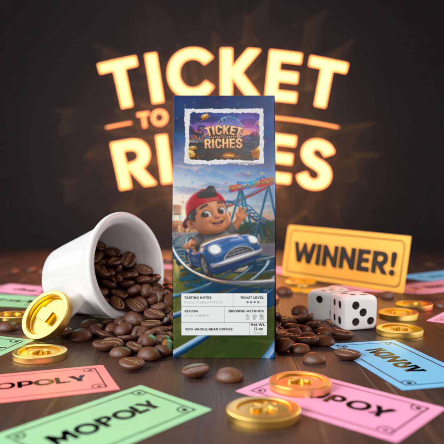 Ticket to Riches - Cascades Coffee Blend (Medium-Dark Roast)